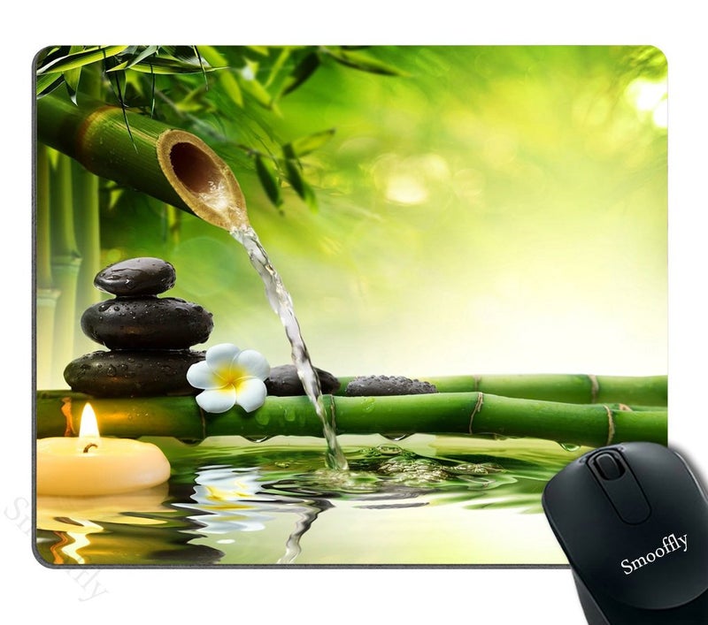 Smooffly Nature Gaming Mouse Pad with Spa Stones, Zen Garden Theme, Magical Jasmine Flower Japanese Design - Image 1